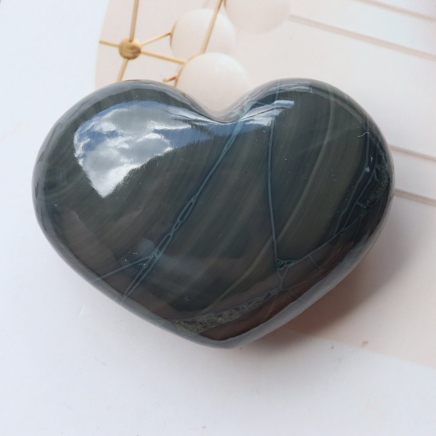 Spider Web Obsidian Puffy Heart