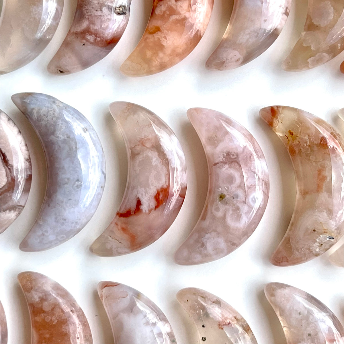 Flower Agate Mini Moon
